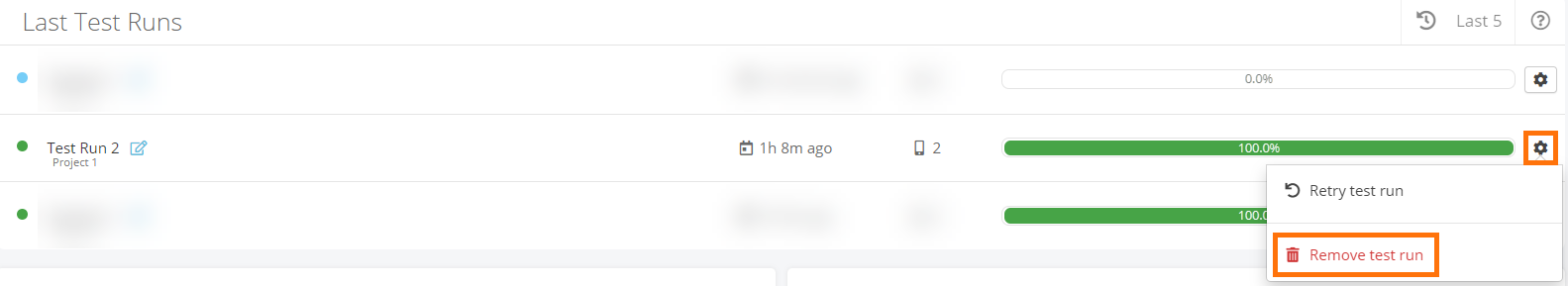 Deleting a test run