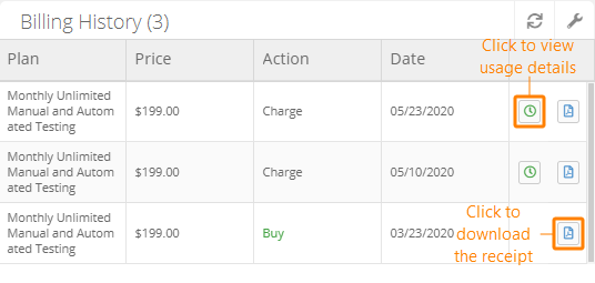 Billing History