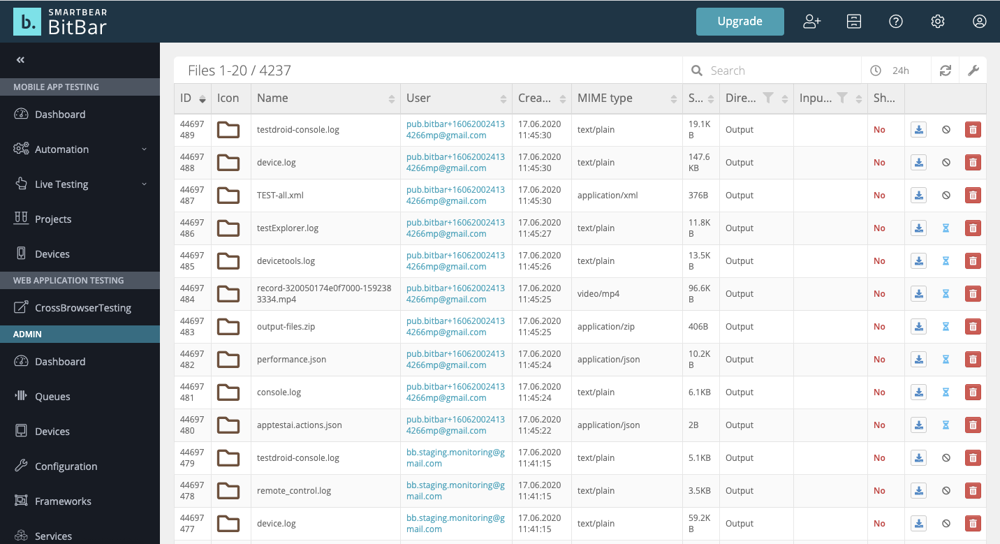 The Files view