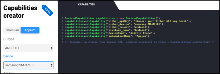 Capabilities creator