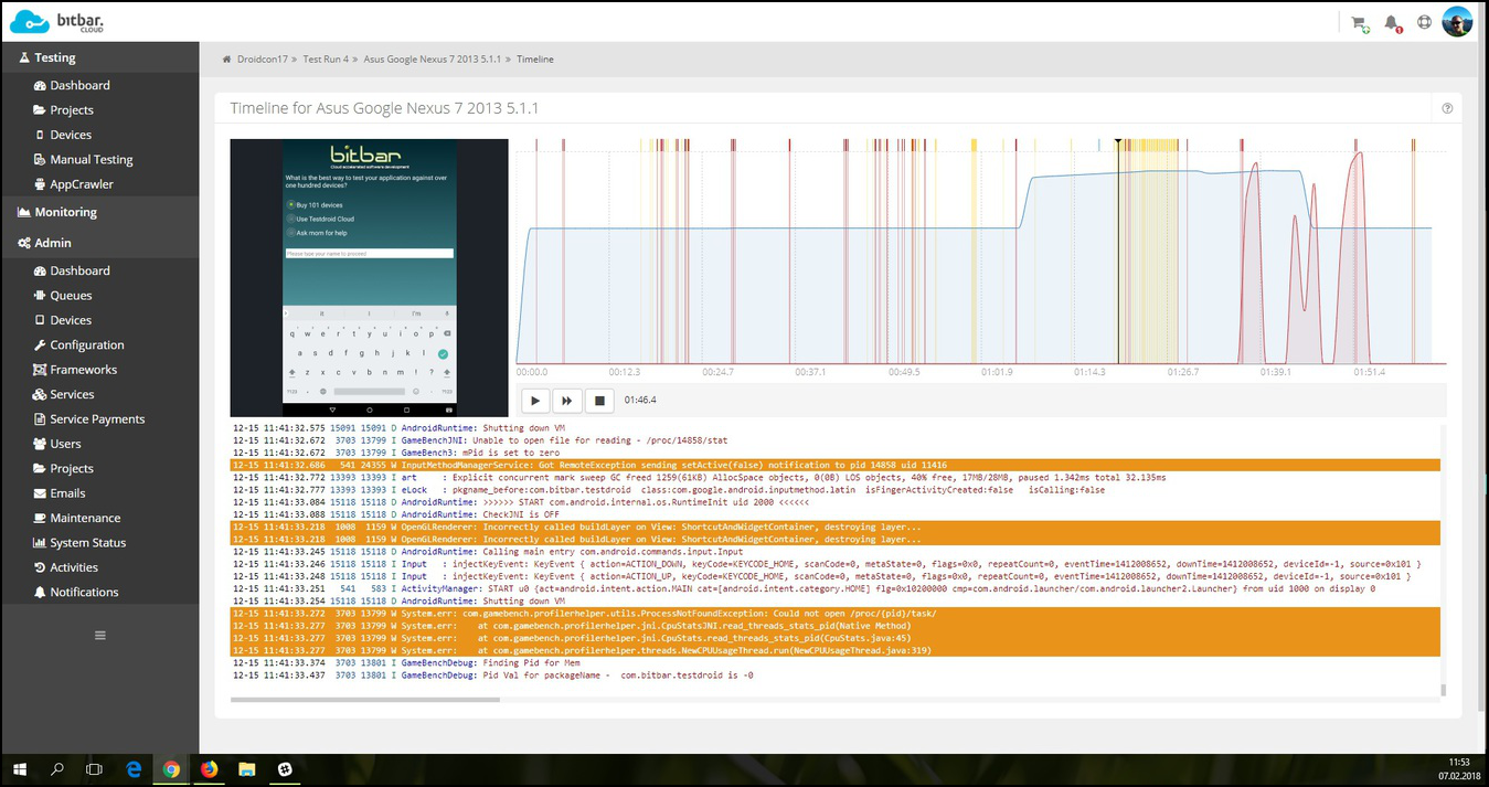 Timeline view
