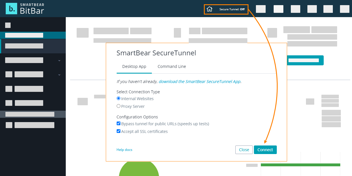 Start the tunnel from the website