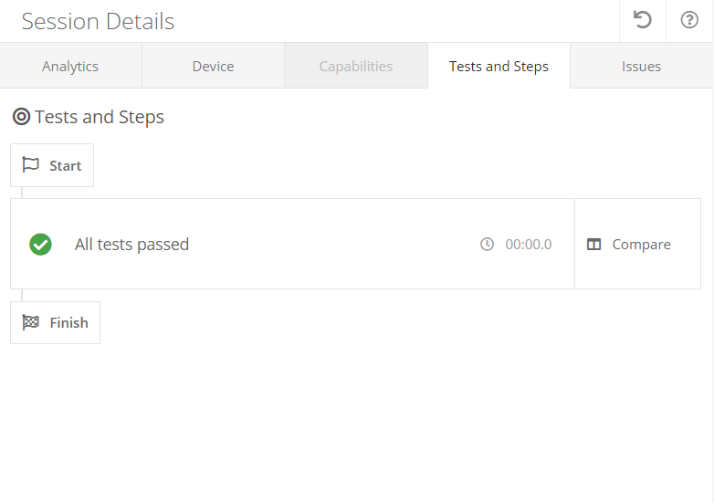 Tests and Steps tab