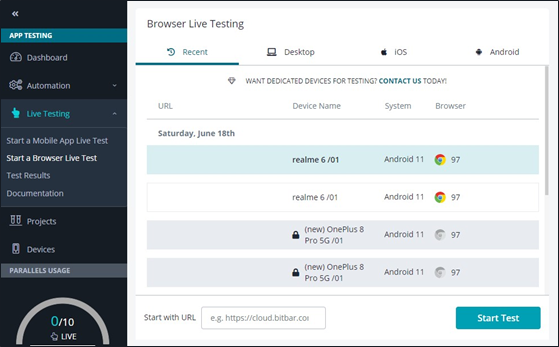 Browser testing