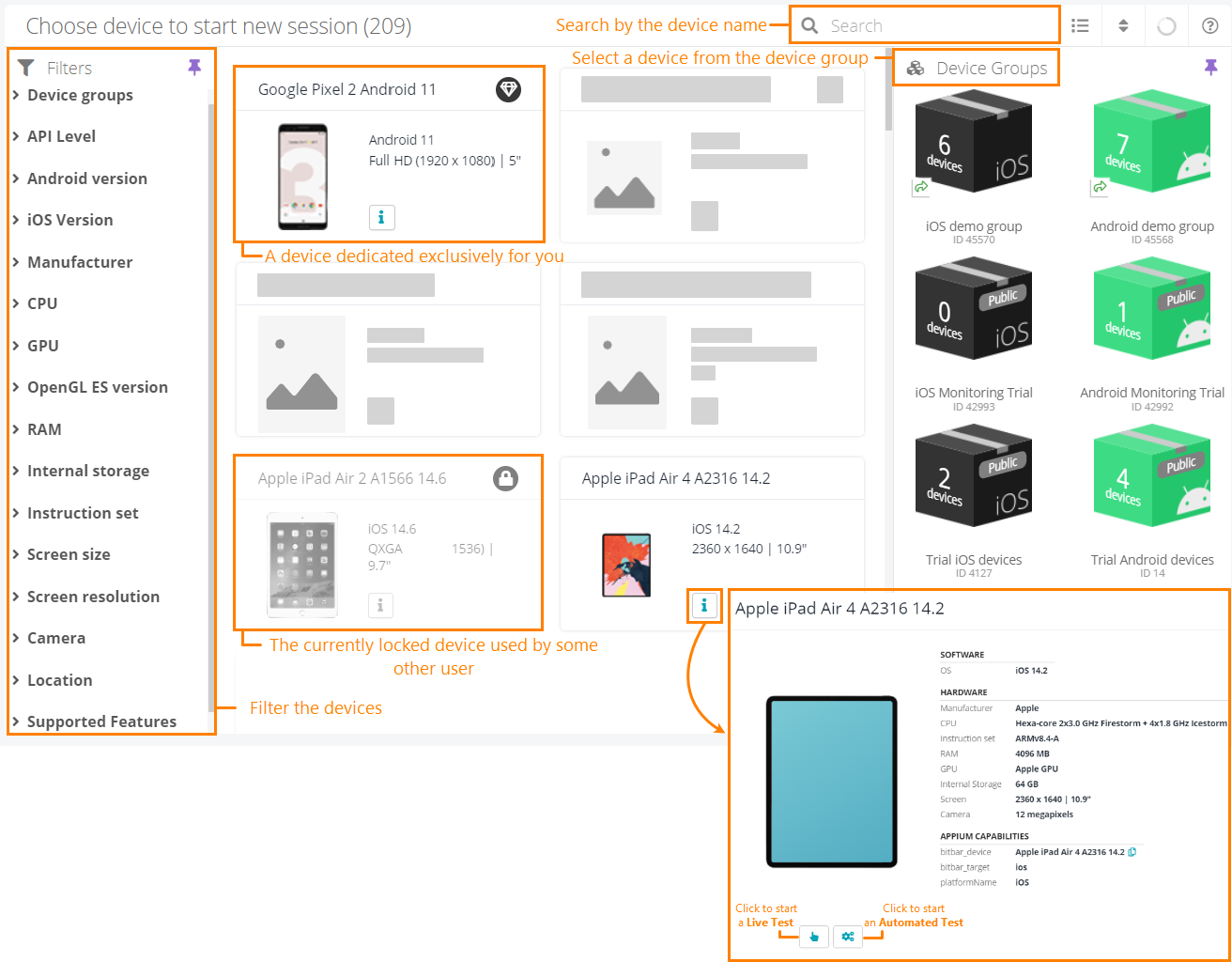 Selecting a device
