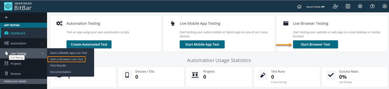 Start testing