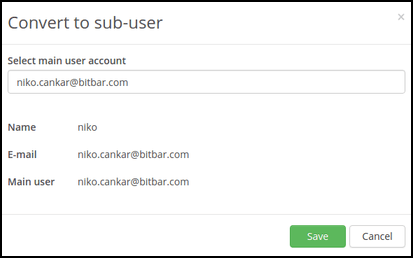 Converting the main user to a sub-user