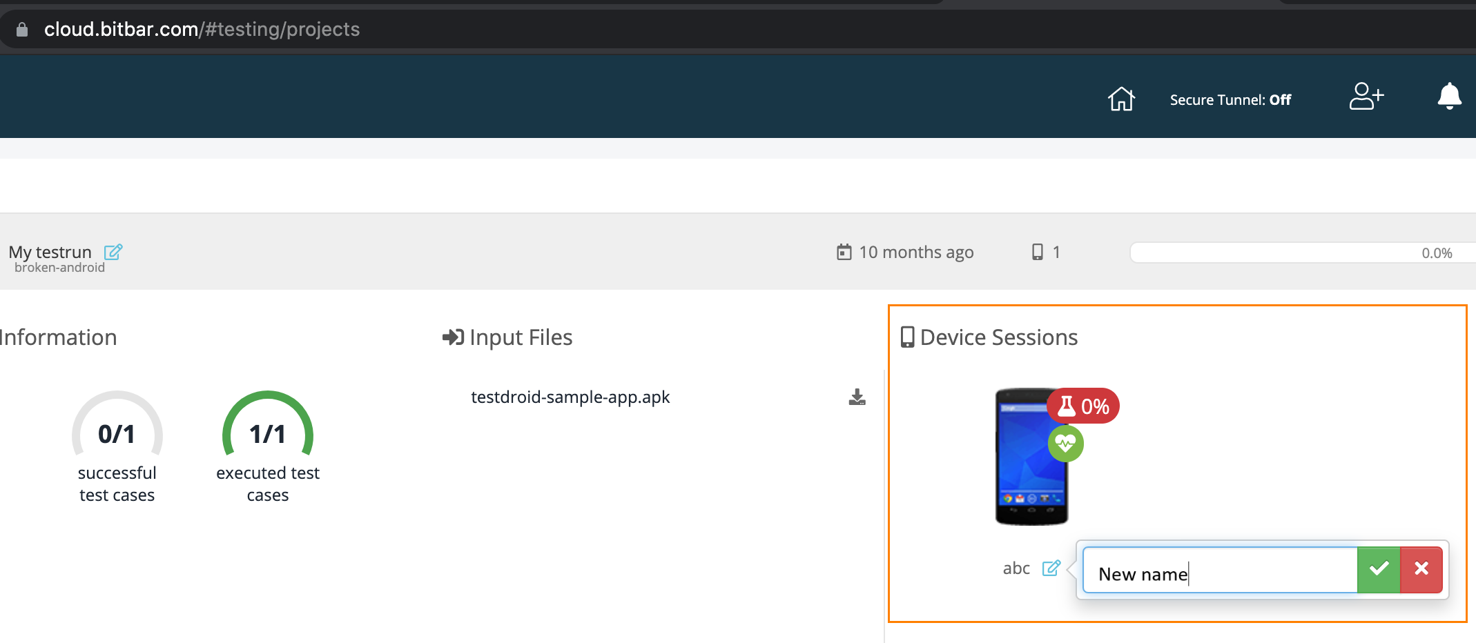 Device session name
