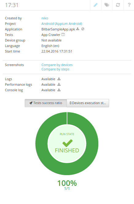 New device run view