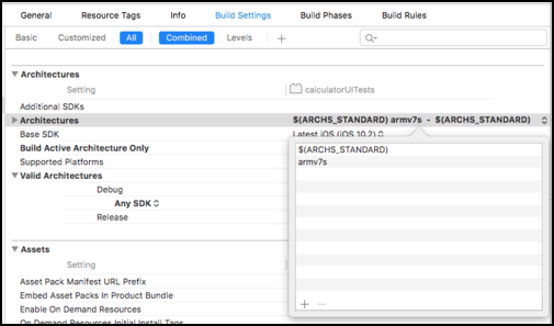 Xcode Armv7 build option