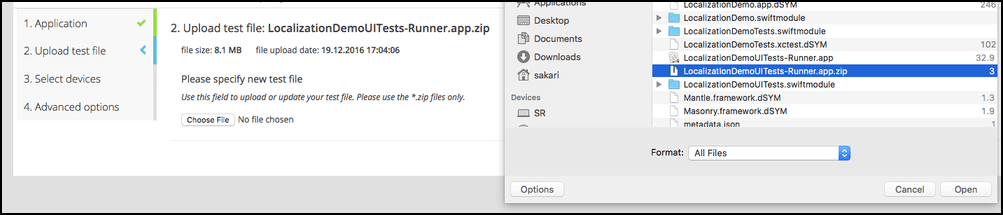 XCUITest: compress an app