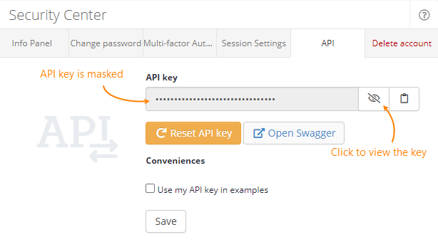 Changes on the API settings