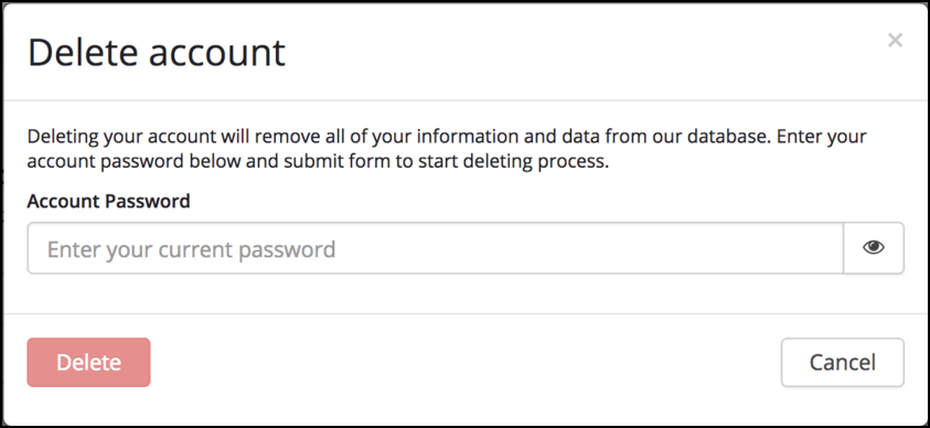 Delete account dialog