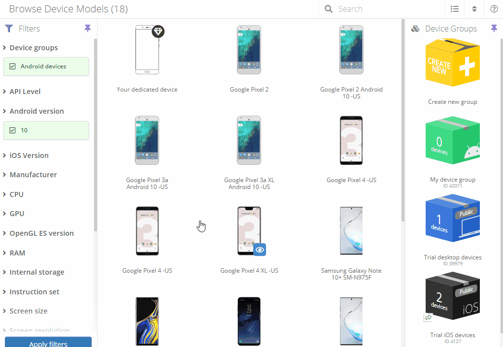 Adding devices to a device group